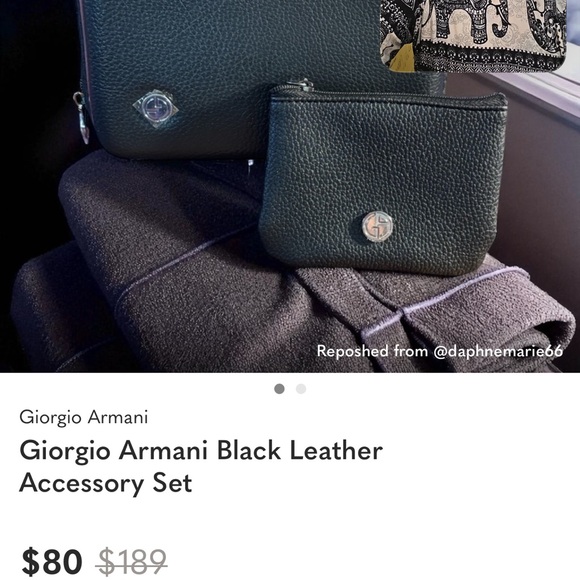 Giorgio Armani black zipper pouch with coin purse - Picture 4 of 6